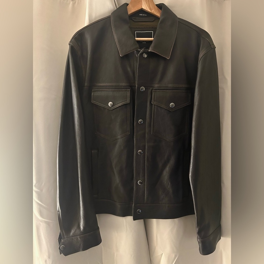 Todd Snyder Italian Burnished Leather Dylan Jacket - Dark Brown - NWT, Large